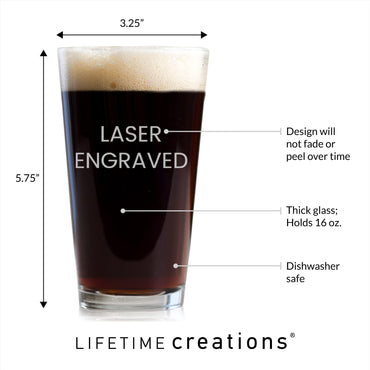 Lifetime Creations Engraved Personalized Best Dad Ever Pint Glass 16 oz - Father's Day Gift from Daughter, Son, Wife, Made in USA