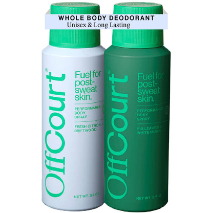 OffCourt - Natural Deodorant Body Spray for Men and Women - Aluminum Free - Whole Body Deodorant for Women and Men – Variety Pack of Citrus and Fig Leaves Scents, 3.4 Ounce (Pack of 2)