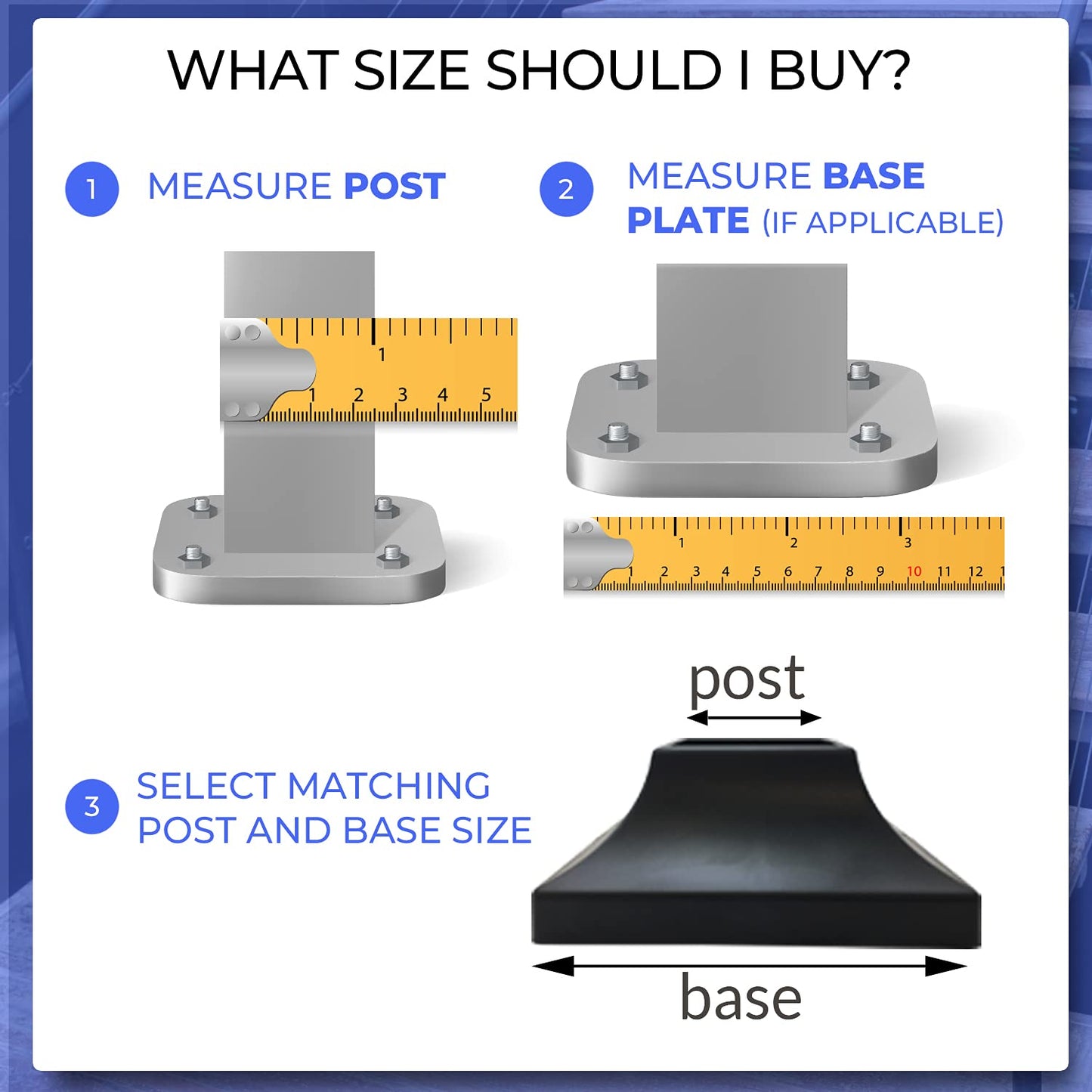 Simshoe Deck Post Base Cover – Durable, Snap-Together Shoe Base Instantly Transforms Hand & Stair Rail Feet – Porch, Stair & Deck Base Brackets Covers – UV-Resistant ABS Plastic (Black)