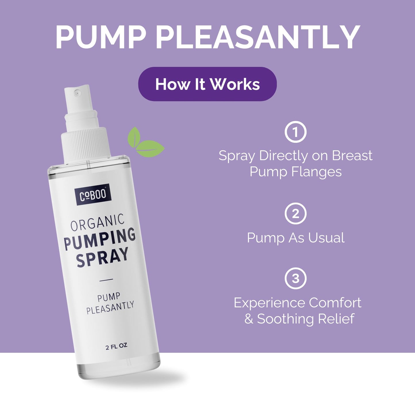 CoBoo Pumping Spray 2 Fl Oz | Organic Skin Lubricant for Breast Pumping | Pump Flange Spray for Breast Shields | Vegan & Lanolin Free, Made in USA | Helps Sore Nipples & Clogged Milk Ducts