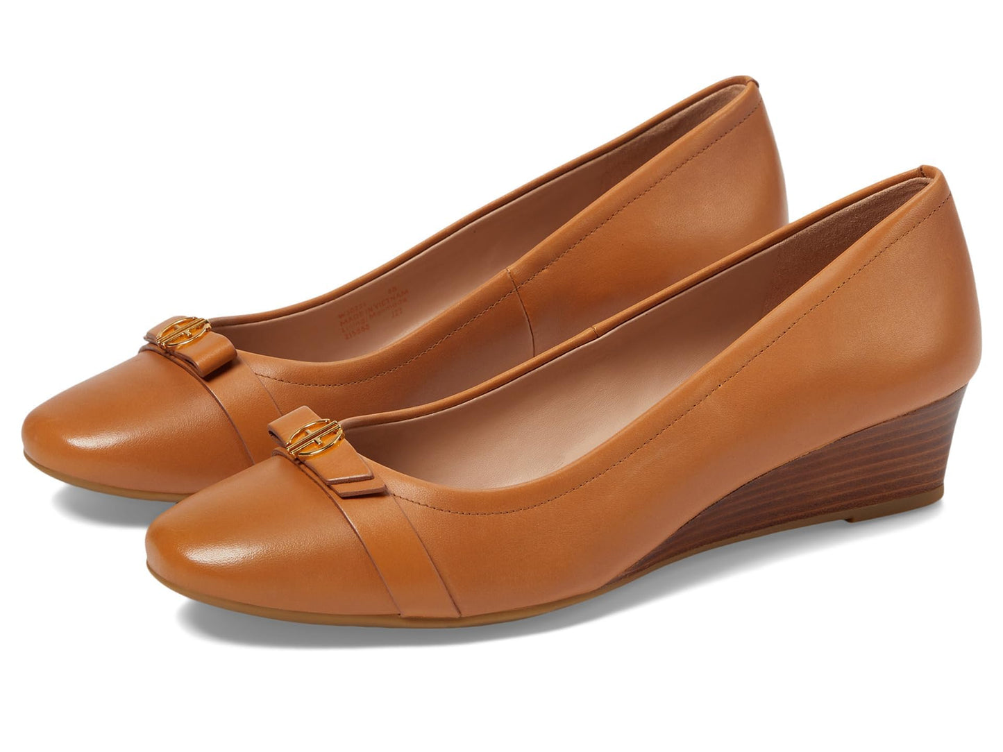 Cole Haan Women's Malta Wedge Pumps, Pecan Leather/Natural, 9