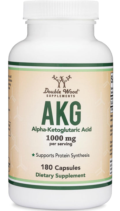 AKG Supplement (Alpha Ketoglutaric Acid) 1,000mg Per Serving (180 Capsules) Different and May Be More Effective Than AAKG (Recently Studied for Healthy Aging Properties) Gluten Free by Double Wood
