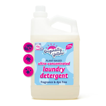Originally Yellow Natural Unscented Laundry Detergent | Made In USA Natural Laundry Detergent | Stain Removing & Gentle on Sensitive Skin | High-Efficiency for Clean Laundry | up to 128 Loads