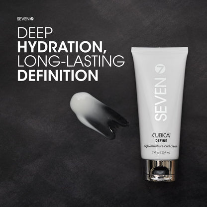 SEVEN Haircare CUBICA DEFINE High Moisture Curl Cream, Anti-Frizz Curl Defining Cream for Curly Hair, Moisturizing Hair Curling Cream for Enhancing Curls, Shea Butter + Argan Oil, Made in USA, 7oz