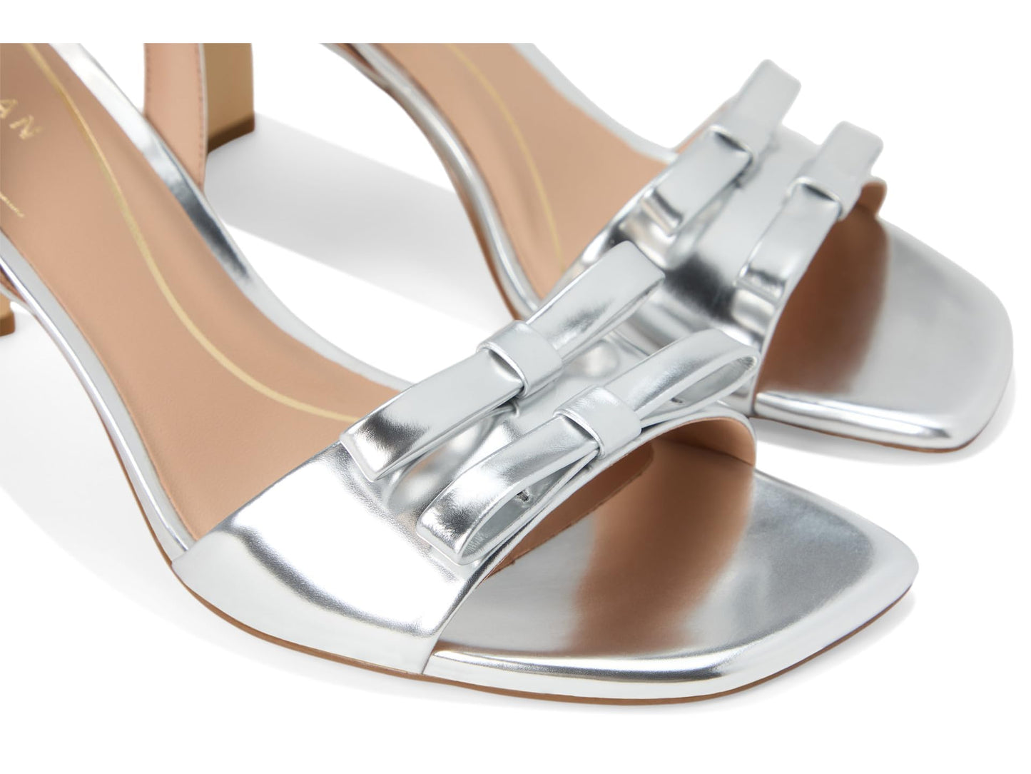 Cole Haan Women's Noella Bow Sandal Platform, Silver Specchio Leather, 9.5