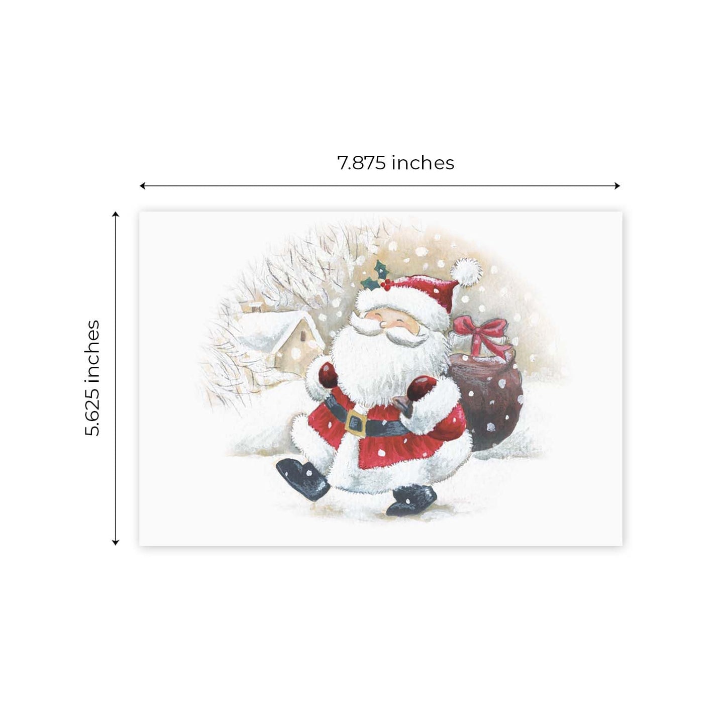 Canopy Street Masterpiece Happy Santa Christmas Cards / 16 Holiday Cards With Coordinating White Envelopes Set / 5 5/8" x 7 7/8" Jolly Winter Greeting Cards With Inside Verse/Made In The USA