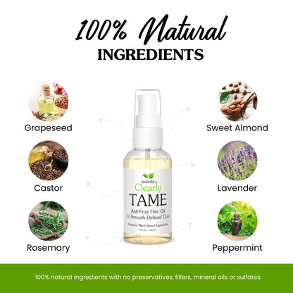 TAME Anti Frizz Smoothing Hair Styling Oil | Sulfate Free Leave In Hair Serum to Control Frizz, Add Shine for Curly, Frizzy, Dry Hair for Adults + Kids | Natural Hair Product Made in USA