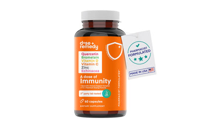 A Dose of Immunity Quercetin with Vitamin C and Zinc, Vitamin D, 500mg Quercetin Bromelain with Echinacea & B Vitamins, Lung Immune Support Supplement 7 in 1 Immunity Defense Booster (60 Count)