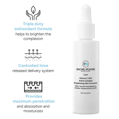 Rachel Moayer Luxe Vitamin C 20% Serum - Brightening Skin Corrector, Dark Spot Remover for Face, Anti-Aging, Vitamin C Brightening Serum