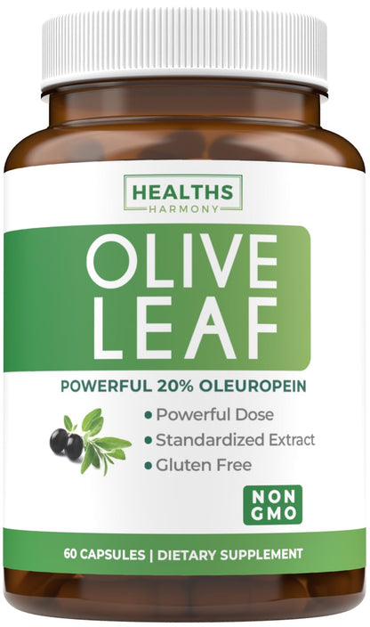 Super Strength Olive Leaf Extract Capsules - Vegan Non-GMO 750mg Olive Extract with 20% Oleuropein Antioxidant Supplement for Immunity Skin and Heart Health Support - Made in The USA (2 Month Supply)