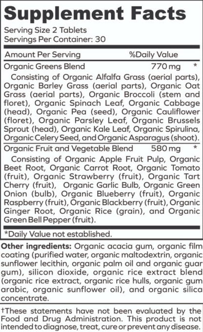 envitamin Green Fuel Organic Greens Tablets - Organic Greens, Fruit and Vegetable Blend