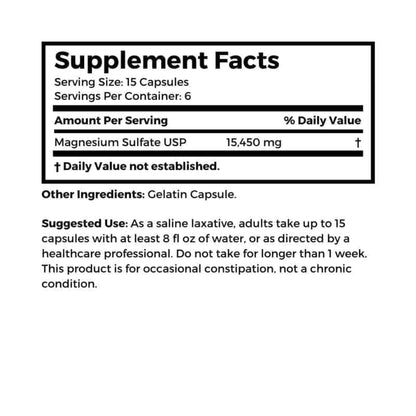 Dr. Clark Magnesium Sulfate USP (Epsom Salt) - 1030 mg, Magnesium Supplement for Constipation, Liver and Gallbladder Cleanse, 100 Gelatin Capsules
