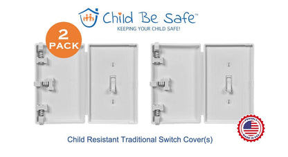 Child Be Safe, Baby Toddler Pet Resistant Electrical Safety Cover Guard for Home and Business, Made in USA, Traditional Standard Toggle Light Switch (2 Count, White)