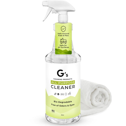 G's Cleaning Biodegradable All Purpose Cleaner – 32 oz Non-Toxic Natural Cleaning Spray – Multipurpose Cleaner Spray for Multi Surface, Kitchen, Counter Top, Furniture, Floor, Home and Household