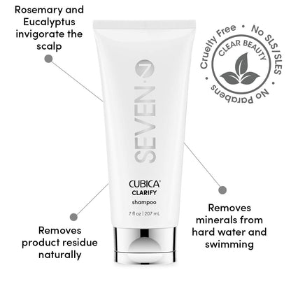 SEVEN Hair Care Cubica Clarifying Shampoo for Women & Men, Detox and Minimize Dry Scalp + Buildup with Rosemary, Eucalyptus & Rose Hip Oil, Cruelty Free, Sulfate Free, Made in USA, 32oz