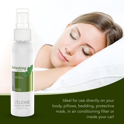 L'EUDINE Refreshing Splash with Eucalyptus Oil, Respiratory Care Body & Room Spray Mint and Aloe Infused, Gentle on The Skin, Multipurpose Small Spaces Air Freshener - 4.0 fl oz