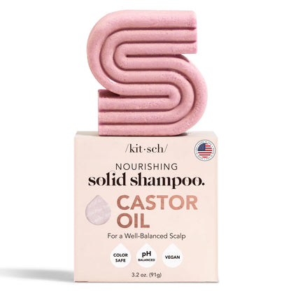 Kitsch Castor Oil Shampoo Bar & Coconut Oil Conditioner Bar – Nourishing Shampoo and Conditioner Set for Dry, Damaged Hair – Strengthening Hair Care, Hydrating & Deep-Moisturizing - 2pc set