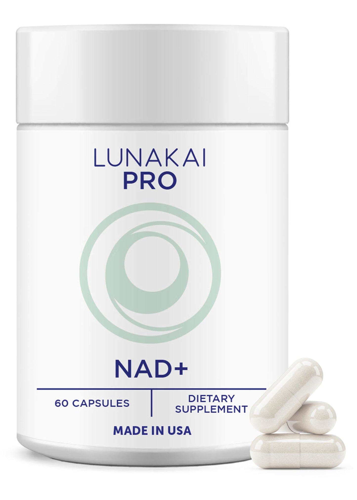 Lunakai PRO USA Made Dual-Pathway NAD+ Formula with NR & Resveratrol – Natural NAD Supplement for Women & Men – Longevity & Cellular Health Support, 60ct