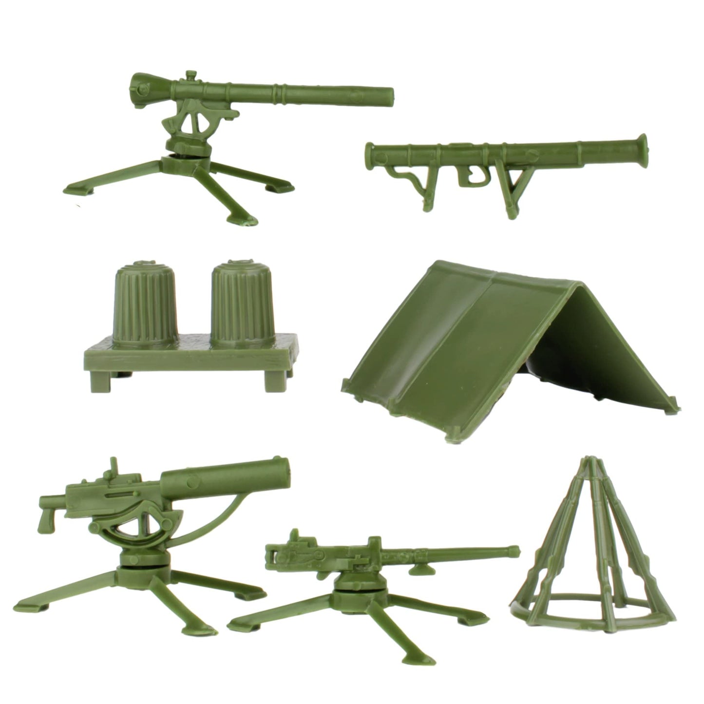 BMC Classic Plastic Army Men Playset Accessories - 10pc Military Camp - US Made