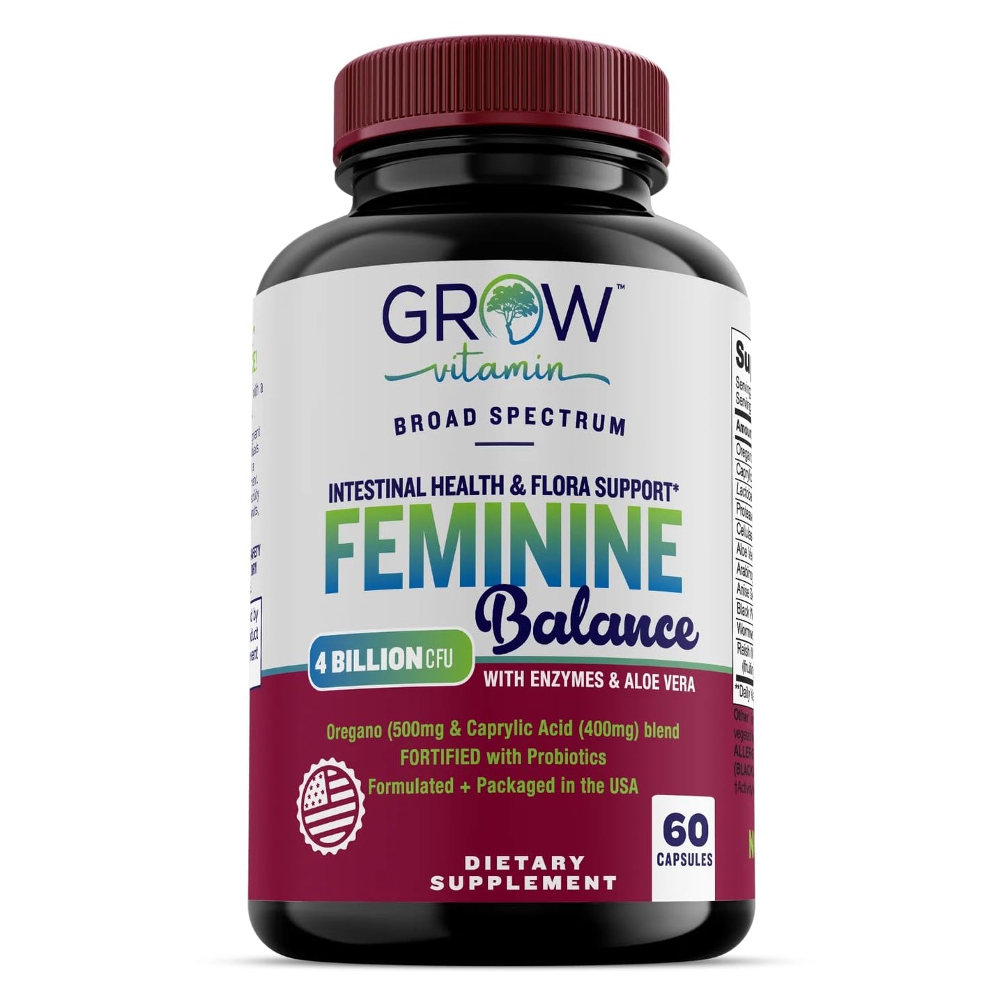 Feminine Balance Complex | Candida Support | Oregano & Caprylic Acid Blend | Vaginal Detox & Cleanse Probiotics | Supports Healthy Intestinal Flora & Immune Function