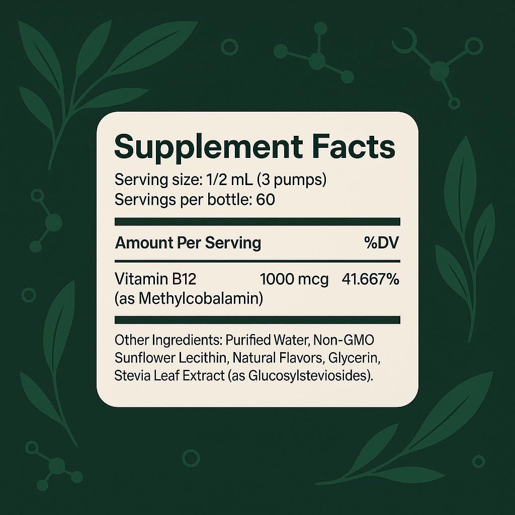 InErth Liposomal Vitamin B12 Oral Spray – 1000 mcg Methylcobalamin – High Absorption Sublingual B12 Mist for Energy Support – Vegan, Non-GMO – 1 fl oz