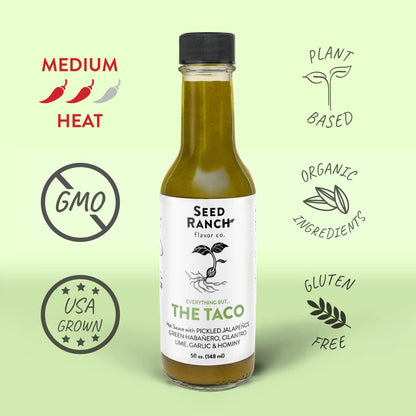 Seed Ranch Green Sauce Variety Bundle, 3 Pack - Thai Green, Hot Thai Green, Everything But The Taco - Ranging from Mild to Hot Heat, Organic Gourmet Hot Sauces, Vegan, Non-GMO, Gluten-Free