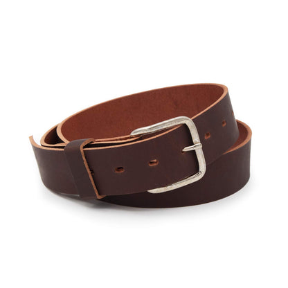 Main Street Forge Journeyman Leather Belt | Made in USA | Brown w/Silver Buckle | Size 42