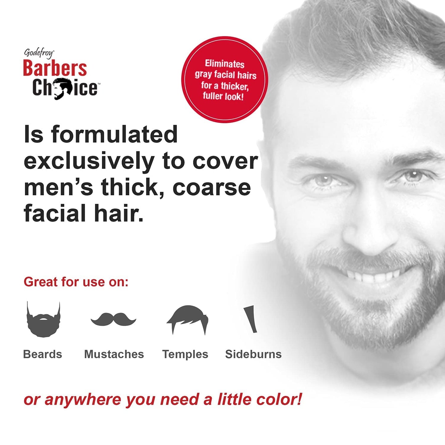 Godefroy Barbers Choice 3 Application Beard and Mustache Dye For Men, 6 weeks of Cover For Gray Facial Hair, Jet Black