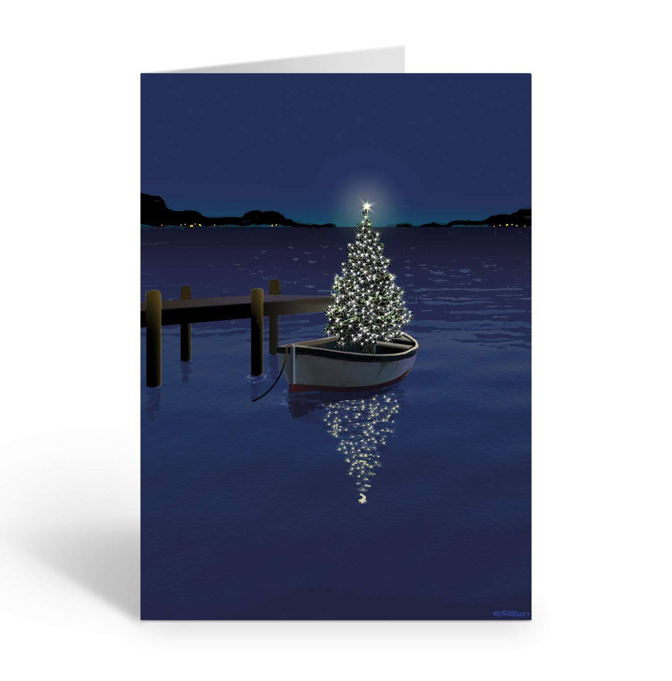 Stonehouse Collection Holiday Boat Christmas Card - 18 Boating Boxed Cards and Envelopes - USA Made (Standard)