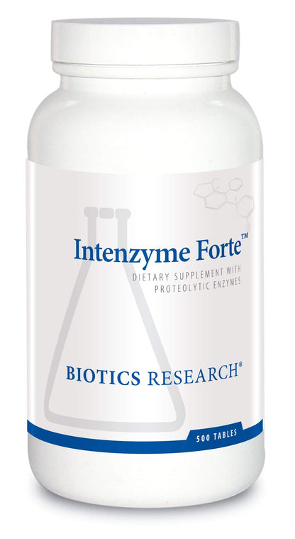 Biotics Research Intenzyme Forte™ Proteolytic Pancreatic Enzymes, Pancreatin, Bromelain, Papain, Lipase, Amylase–Supplement Supports Healthy Protein Digestion–Immune & Circulatory Function 500 Tablets