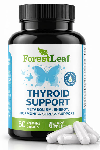 Thyroid Support for Women and Men with Iodine - Energy, Focus & Power Thyroid Supplement - All Natural Herbal Mineral and Vitamin Complex with B12, Zinc, Selenium, Ashwagandha - 60 Vegetarian Capsules