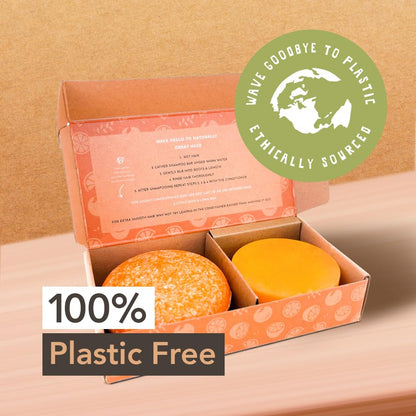 Wave Fresh Citrus Shampoo Bar & Conditioner Bar Set - Vegan & Sulfate-Free - Handmade Moisturizing Solid Bars for All Hair Types - Convenient for Travel, Long-Lasting, (80-120 Uses) - Citrus