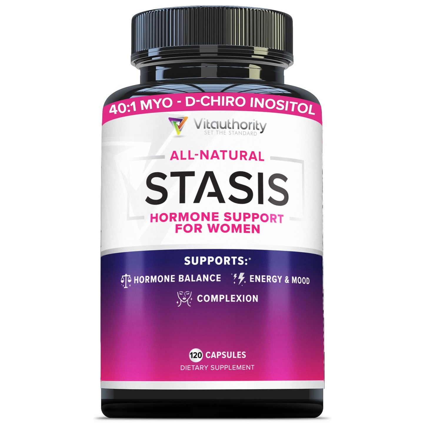 Vitauthority Women's Hormone Balance Supplement - 40:1 Myo-Inositol & D-Chiro Inositol Blend with DIM for Hormone Balance for Women - Women's Health Vitamin for Skin Energy & Cycle Support (1 Month)