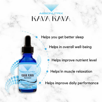 Absonutrix Kava Kava Root Extract Liquid Form 590 mg per serving 4 Oz, Made in USA, Quick Absorption, Quality Potent Ingredients, Non-GMO, GMP Certified Facility, Cruelty-Free Products