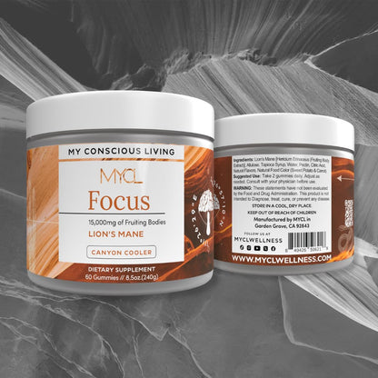 Lion’s Mane Mushroom Gummies for Focus, Memory & Clarity | 500mg Fruiting Body Extract per Serving | Brain Health & Cognitive Support | Organic, Vegan, Gluten-Free | Canyon Cooler Flavor | 30 Servings