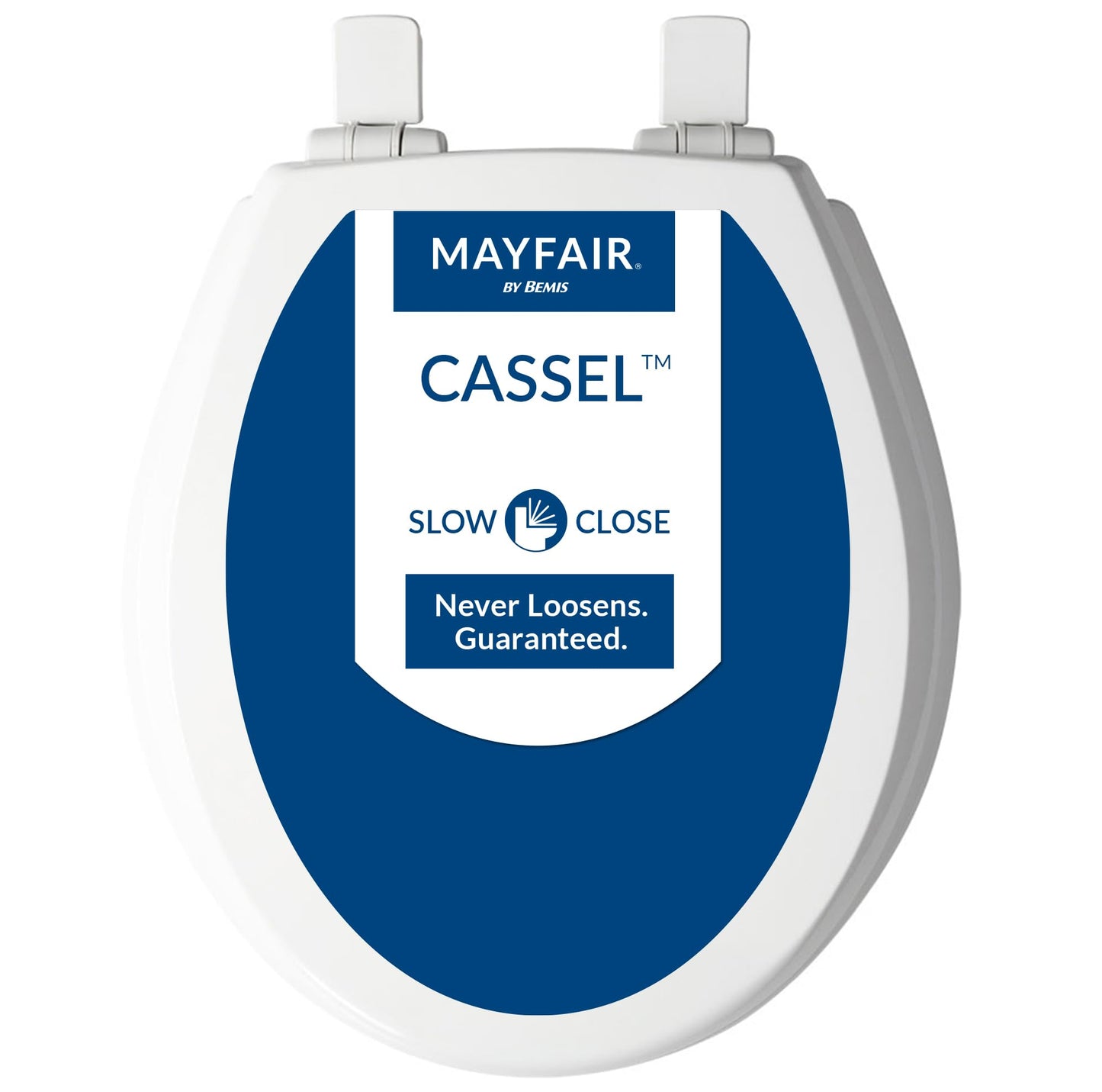 Mayfair Cassel Slow Close Toilet Seat, Easy Clean, Non Slip Premium Wood Seat, Easy Install, Made in USA, Round, White