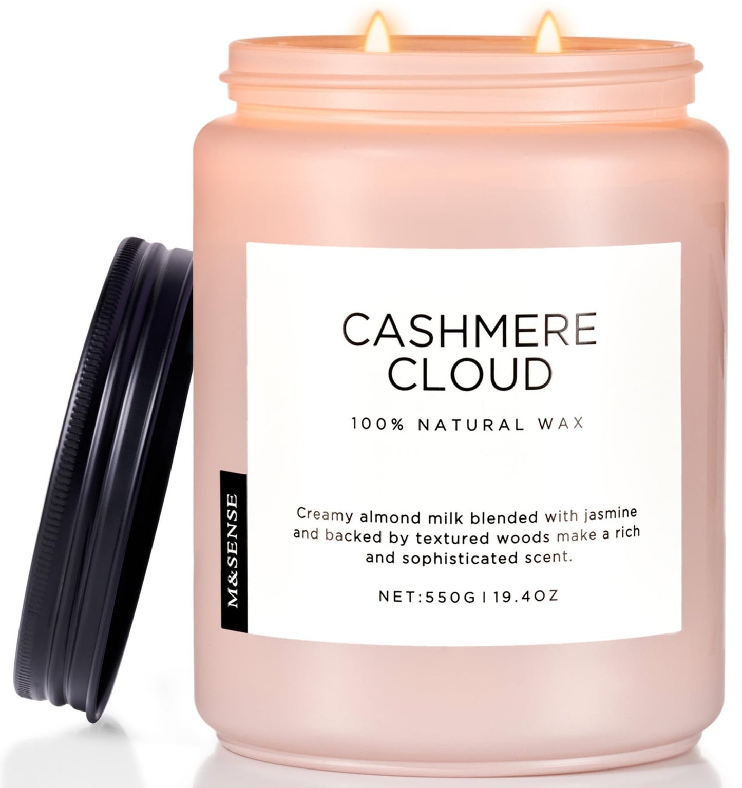 M&SENSE Creamy Almond Milk Scented Candles, 19.4oz 110 Hour Long Lasting 2 Wick Organic Natural Soy Wax in Glass Jar Candle for Bedroom Kitchen Home Decor, Housewarming Gifts for Family Friends