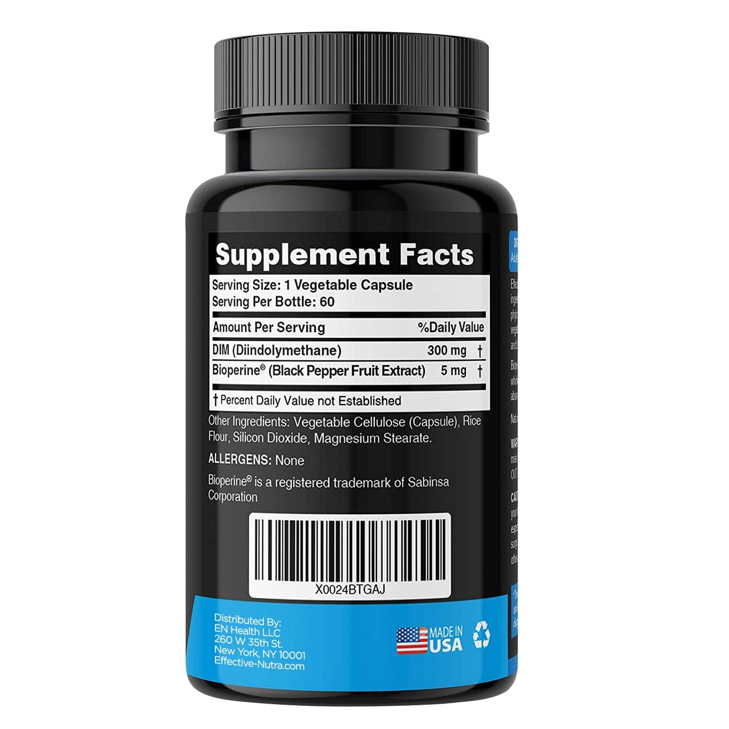 Effective Nutra Dim Supplement 300mg Capsule - Extra Strength Diindolylmethane DIM + BioPerine - Estrogen Blocker for Men & Women - Estrogen Balance, Metabolism, Hormone, Menopause, Acne, PCOS