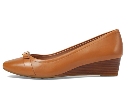 Cole Haan Women's Malta Wedge Pumps, Pecan Leather/Natural, 9