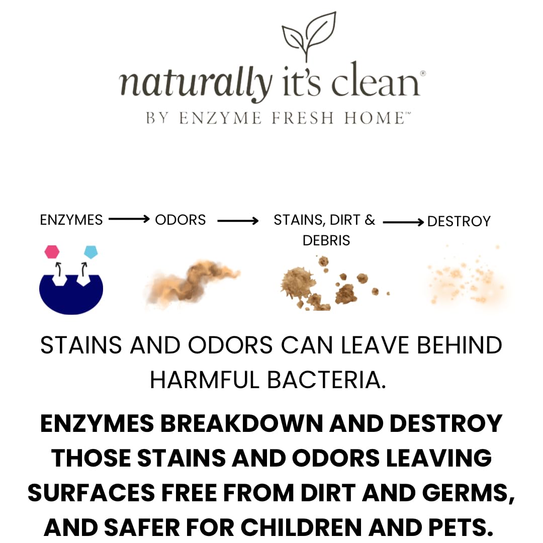 naturally it's clean Enzyme Pet Stain & Odor Remover | Plant-Based Cleaner for Dog Poop, Cat Urine, Vomit & More | Powerful Odor Eliminator | Biodegradable & Safe for Pets | Made in USA