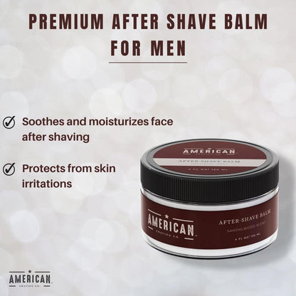 American Shaving Co. After Shave Balm for Smooth (Sandalwood Scent), Soothes and Moisturizes Face After Shaving, Treats Redness & Razor Burn, Post Shave Lotion 4 Oz