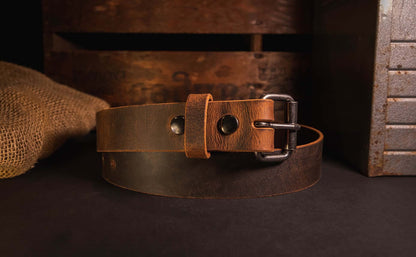 Men's Genuine Buffalo Leather Belt, 1 1/2" width, Handmade in the USA, By Amish