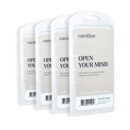 Carolina Open Your Mind Scented Wellness Wax Melts, Wax Melt Warmer Cubes, Long Lasting Scented Wax Warmer Cubes, 4 Pack, 6 Cubes Each - Made in The USA