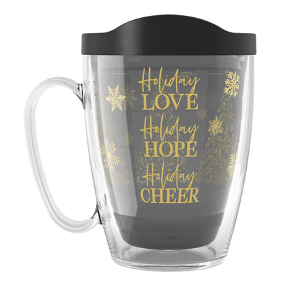 Tervis Golden Holiday Christmas Made in USA Double Walled Insulated Tumbler Travel Cup Keeps Drinks Cold & Hot, 16oz Mug, Classic
