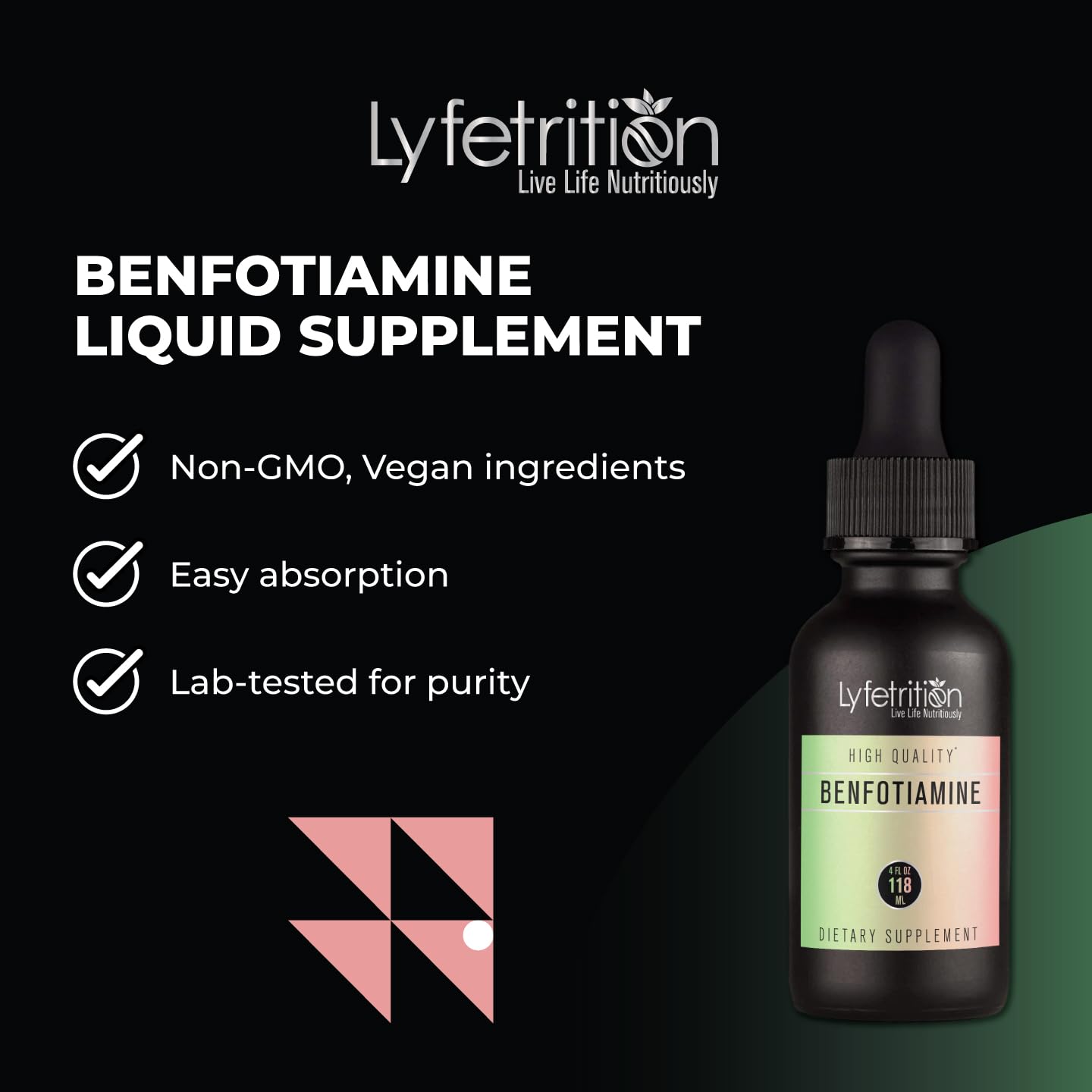 Lyfetrition Benfotiamine 118 ml, 4 FL Oz Liquid, 220 Servings, Made in USA, Quick Absorption, Potent Ingredients, Non-GMO