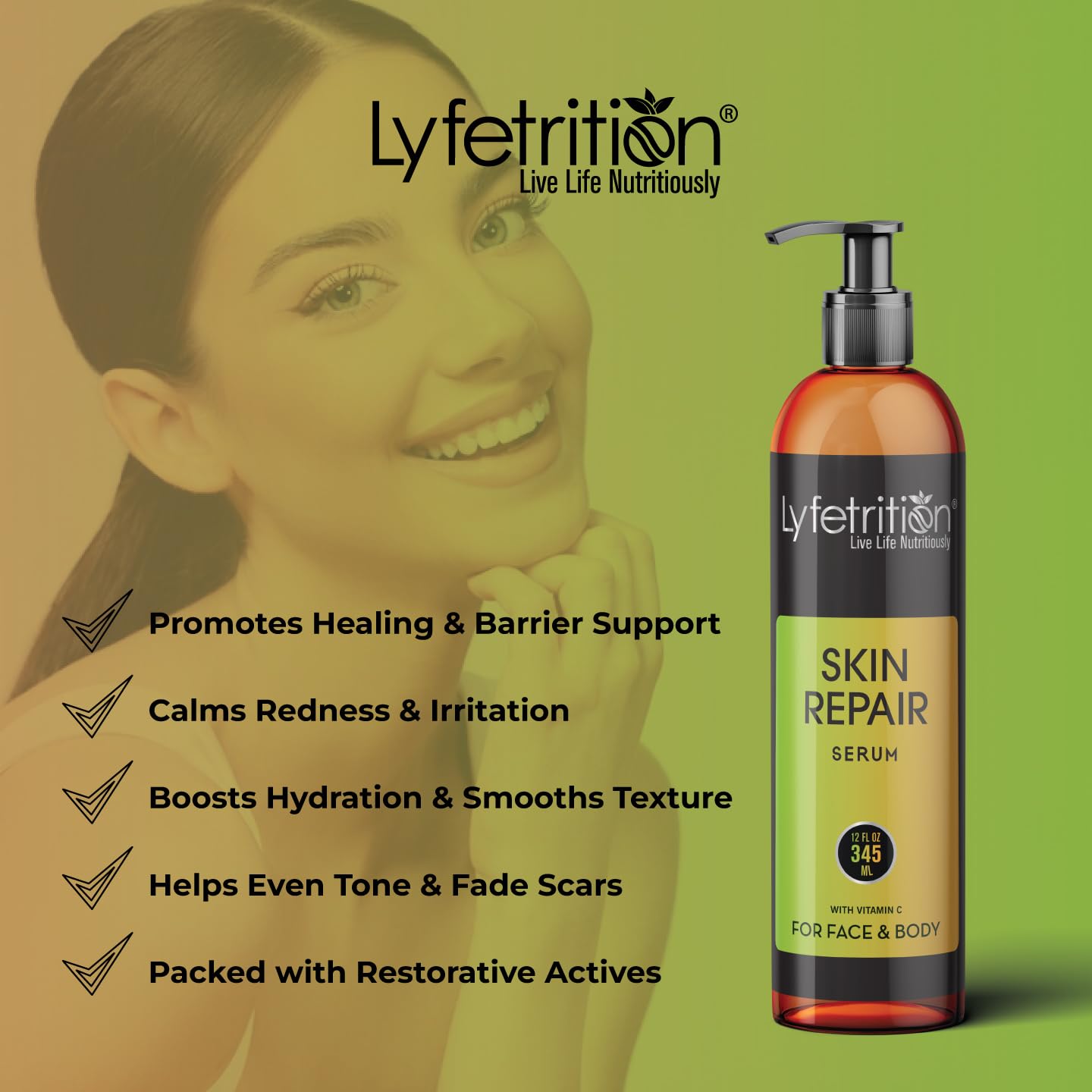 Lyfetrition skin repair serum | 12 oz Large Bottle | Repair Acne, Allergies and Sunburn | Skin Repair Serum for Men and Women | Skin Repair Serum for All Skin Types