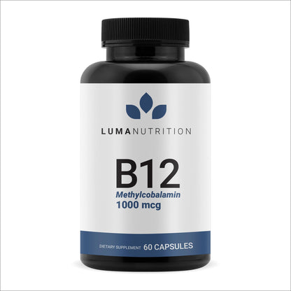 Luma Nutrition Vitamin B12 Methylcobalamin 1000 mcg - High Potency Vegan Supplements for Men & Women - Energy & Metabolism - Pure B12 Vitamins - 60 Capsules - Made in USA