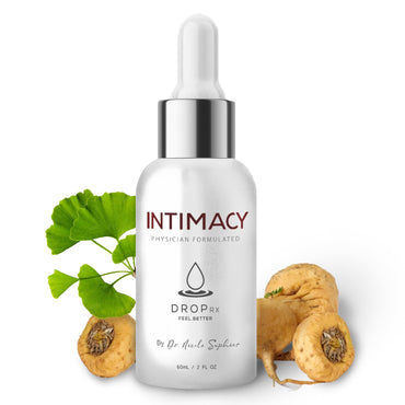 Drop Rx Intimacy by Dr. Nicole Saphier – Organic Maca Root, Ginkgo Biloba & Tribulus Terrestris, Liquid Supplement for Support, Non-GMO, Vegan, Gluten-Free, Kosher, Made in USA (2 Fl Oz)