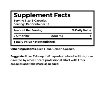 Dr Clark Ornithine Dietary Supplement - Gluten Free, Natural Sleep Aid, Promotes Protein Metabolism, Cleansing and Detoxification, 500mg, 100 Gelatin Capsules