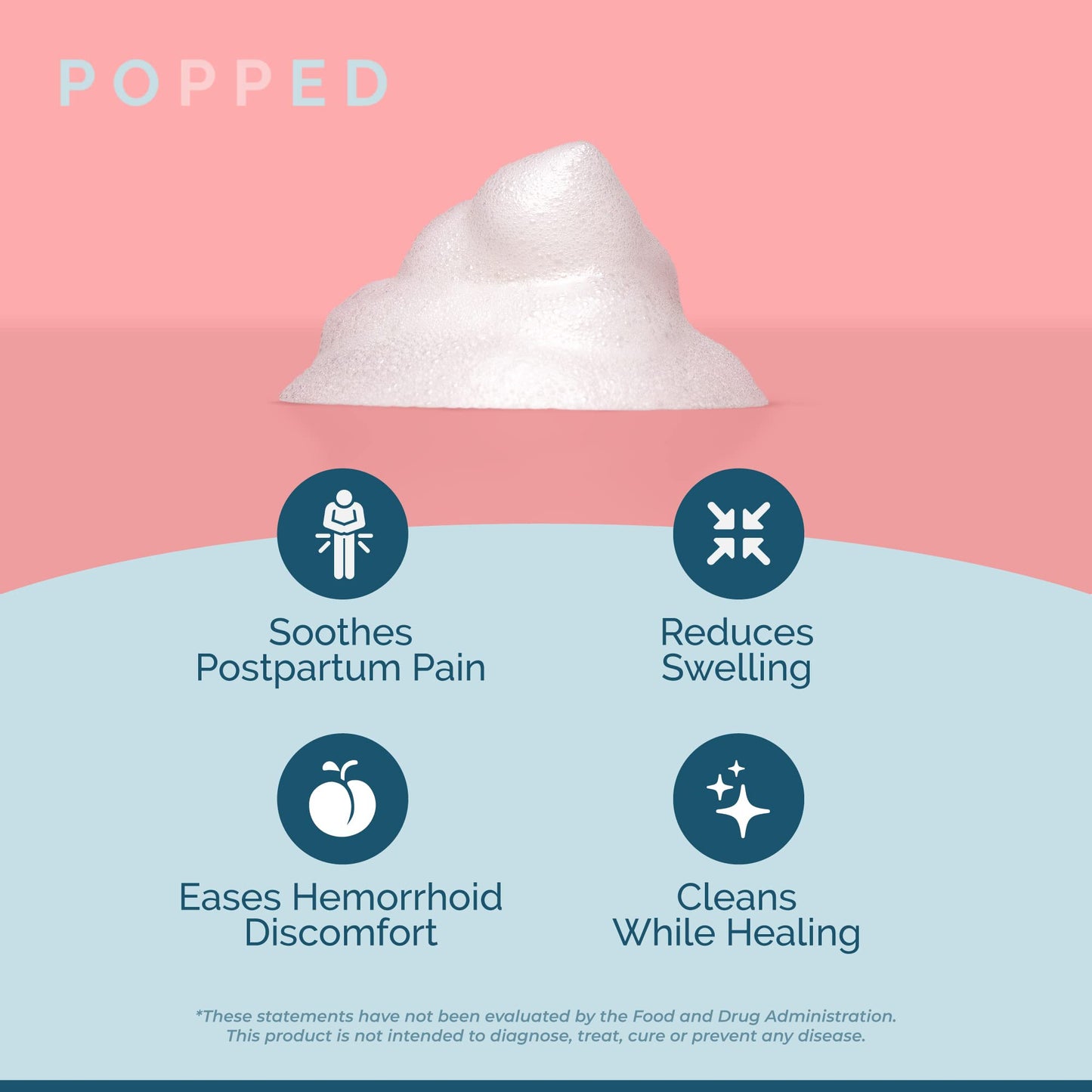 POPPED Witch Hazel Foam with Aloe | Perineal Healing Foam for Postpartum Care | Relieves Pain, Hemorrhoids, and Swelling After Birth | Postpartum Essential (5 fl oz)